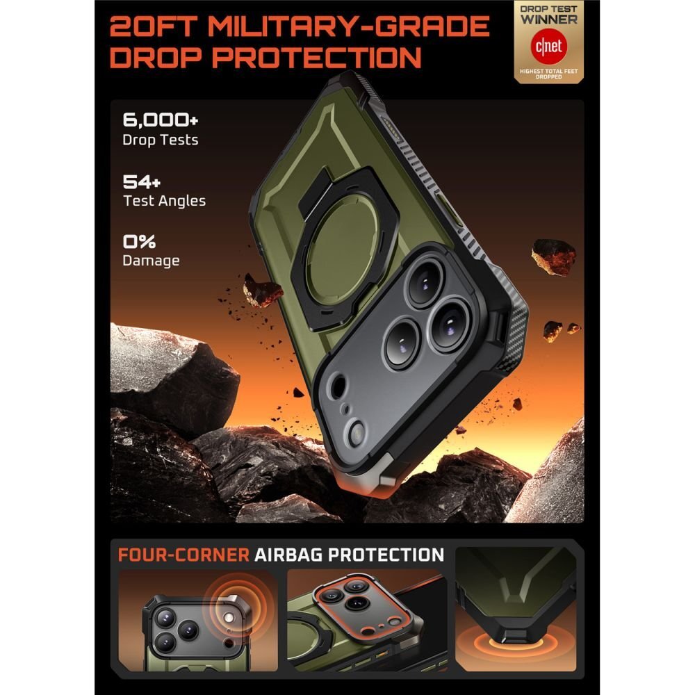 iPhone 17 Pro Max dėklas Supcase UB Grip Mag, MagSafe – žalias 2