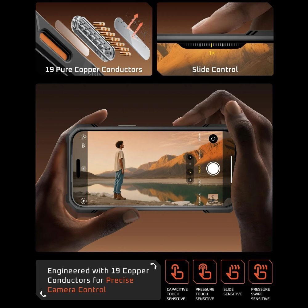 iPhone 17 Pro Max Supcase UB Grip Mag MagSafe dėklas – oranžinis-pilkas 4