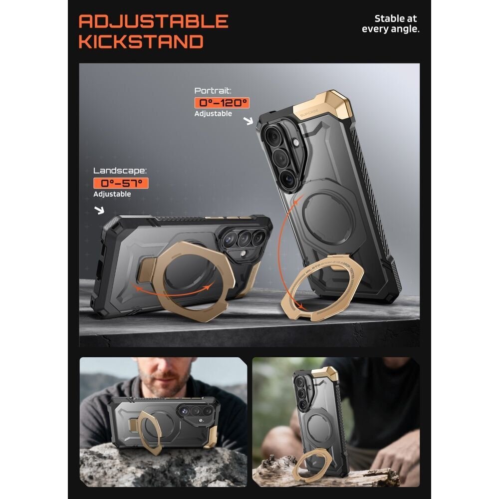 Samsung Galaxy S26 Supcase UB Grip Mag MagSafe dėklas – juodas ir rudas 3 Samsung Galaxy S26 Supcase UB Grip Mag MagSafe dėklas – juodas ir rudas 3