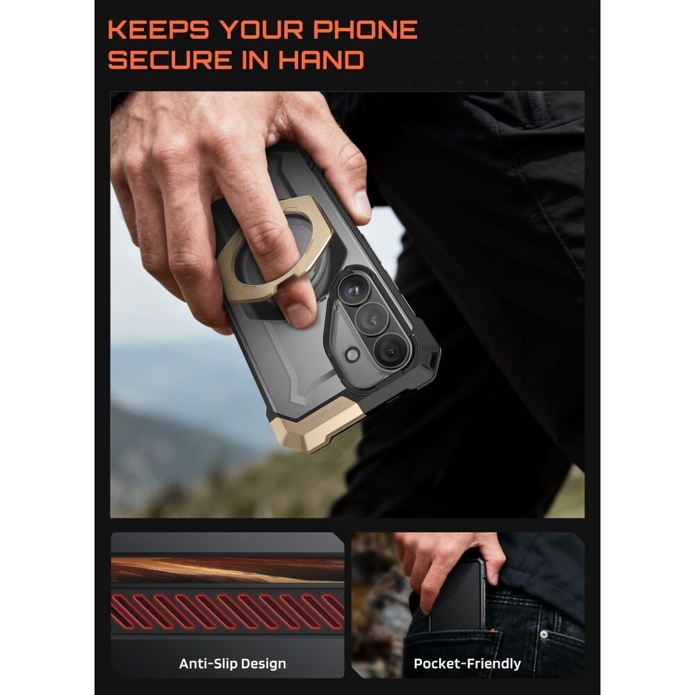 Samsung Galaxy S26 Supcase UB Grip Mag MagSafe dėklas – juodas ir rudas 5 Samsung Galaxy S26 Supcase UB Grip Mag MagSafe dėklas – juodas ir rudas 5