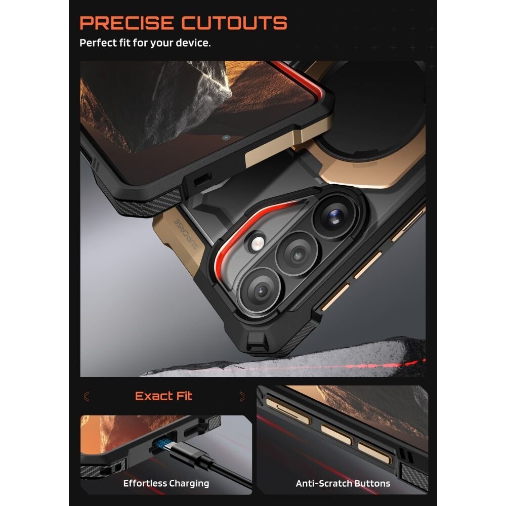 Samsung Galaxy S26 Supcase UB Grip Mag MagSafe dėklas – juodas ir rudas 6