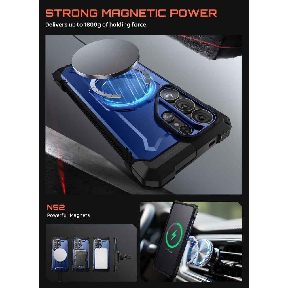 Samsung Galaxy S26 Supcase UB Grip Mag MagSafe dėklas – tamsiai mėlynas ir juodas 2