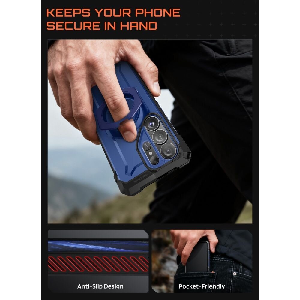 Samsung Galaxy S26 Supcase UB Grip Mag MagSafe dėklas – tamsiai mėlynas ir juodas 5 Samsung Galaxy S26 Supcase UB Grip Mag MagSafe dėklas – tamsiai mėlynas ir juodas 5