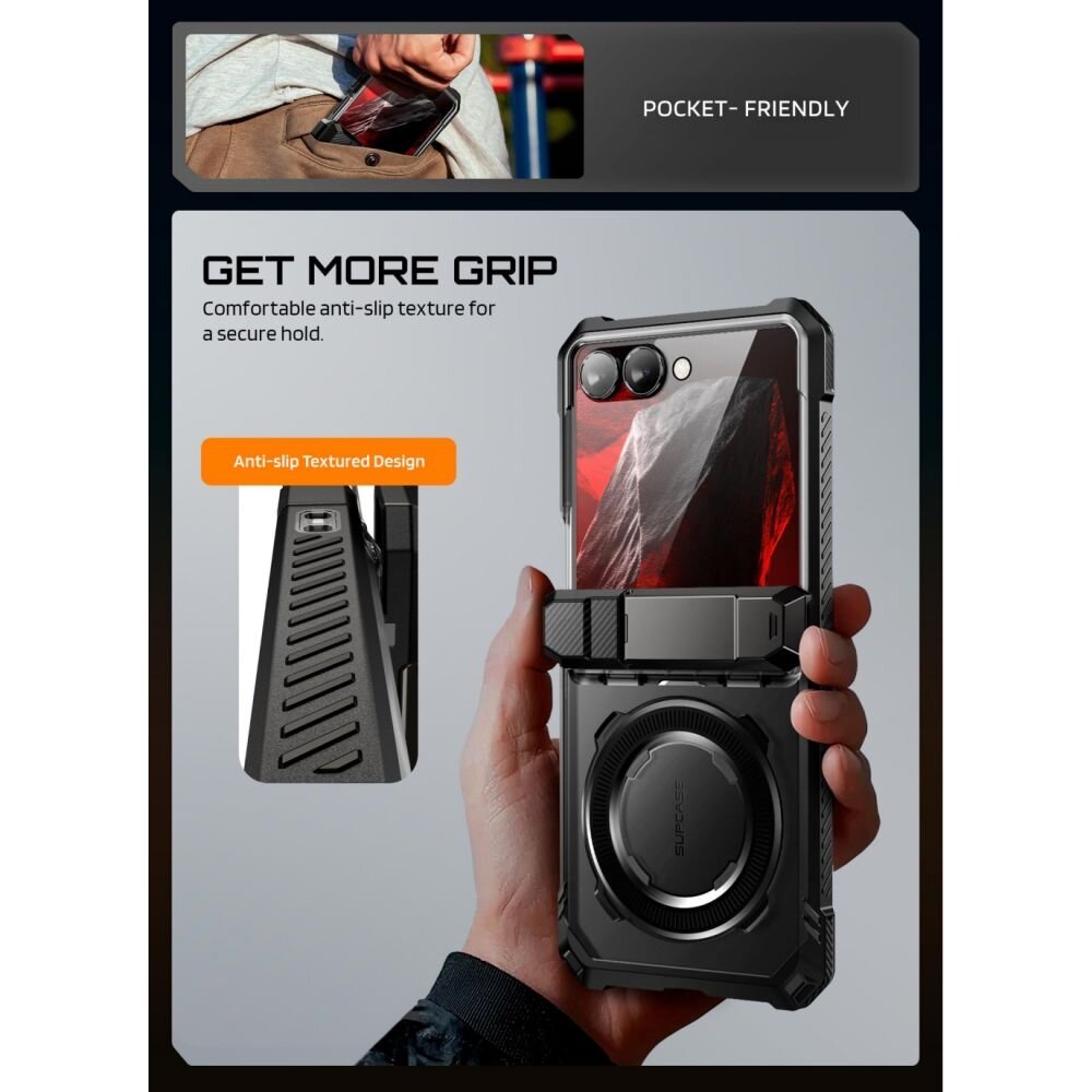 Samsung Galaxy Z Flip 8 Supcase UB Grip Mag MagSafe dėklas - Juodas 6 Samsung Galaxy Z Flip 8 Supcase UB Grip Mag MagSafe dėklas - Juodas 6