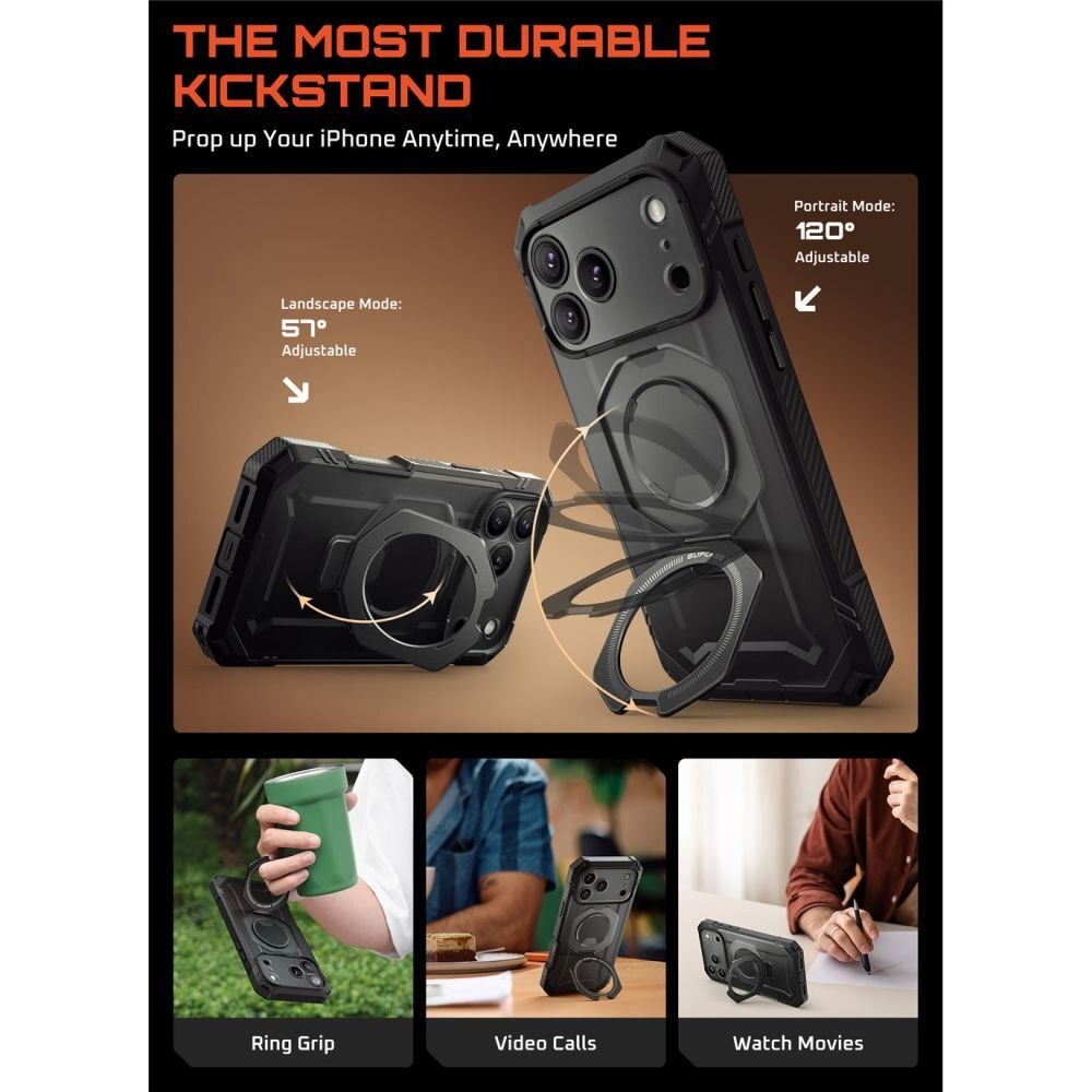 iPhone 17 Pro dėklas Supcase UB Grip Pro Mag su MagSafe – juodas 3 iPhone 17 Pro dėklas Supcase UB Grip Pro Mag su MagSafe – juodas 3