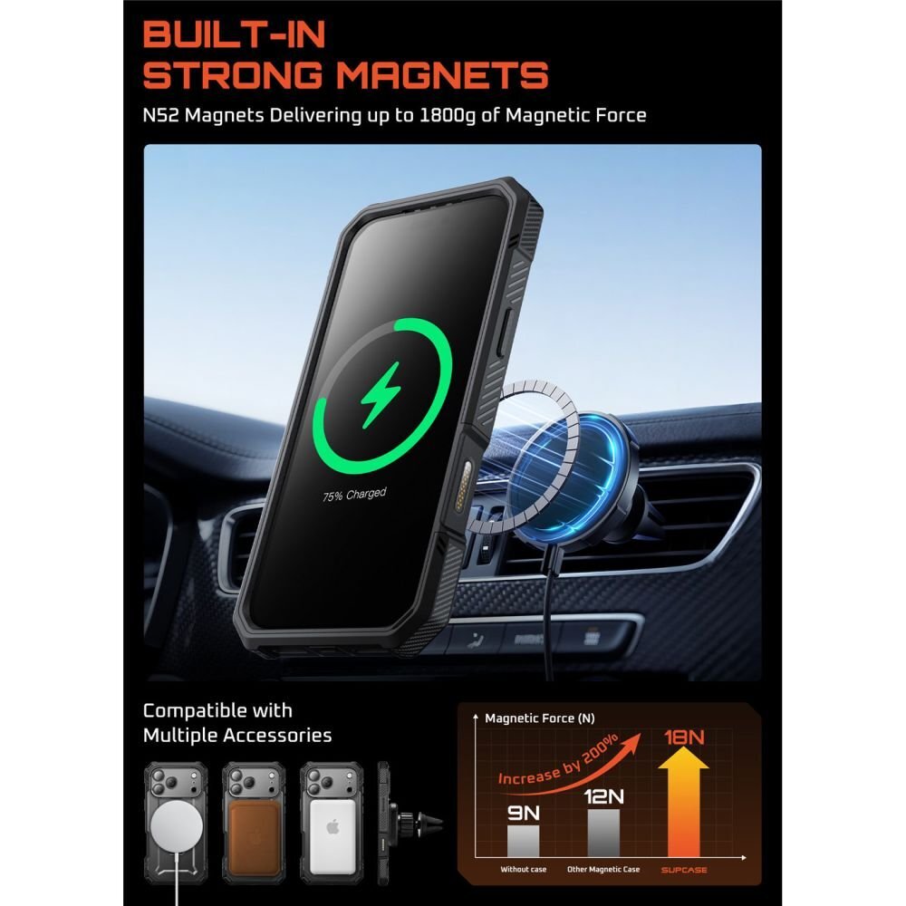 iPhone 17 Pro dėklas Supcase UB Grip Pro Mag su MagSafe – juodas 4 iPhone 17 Pro dėklas Supcase UB Grip Pro Mag su MagSafe – juodas 4