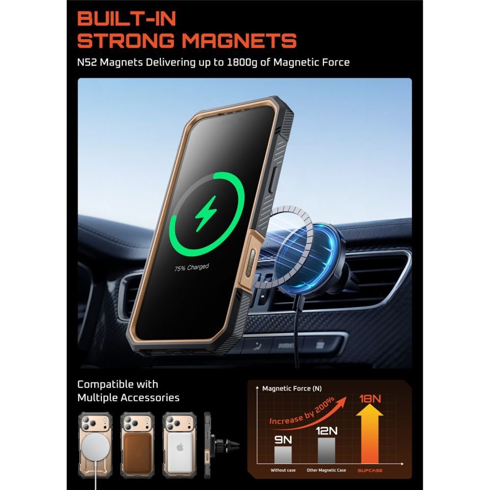 iPhone 17 Pro dėklas Supcase UB Grip Pro Mag, MagSafe – auksinis 4 iPhone 17 Pro dėklas Supcase UB Grip Pro Mag, MagSafe – auksinis 4