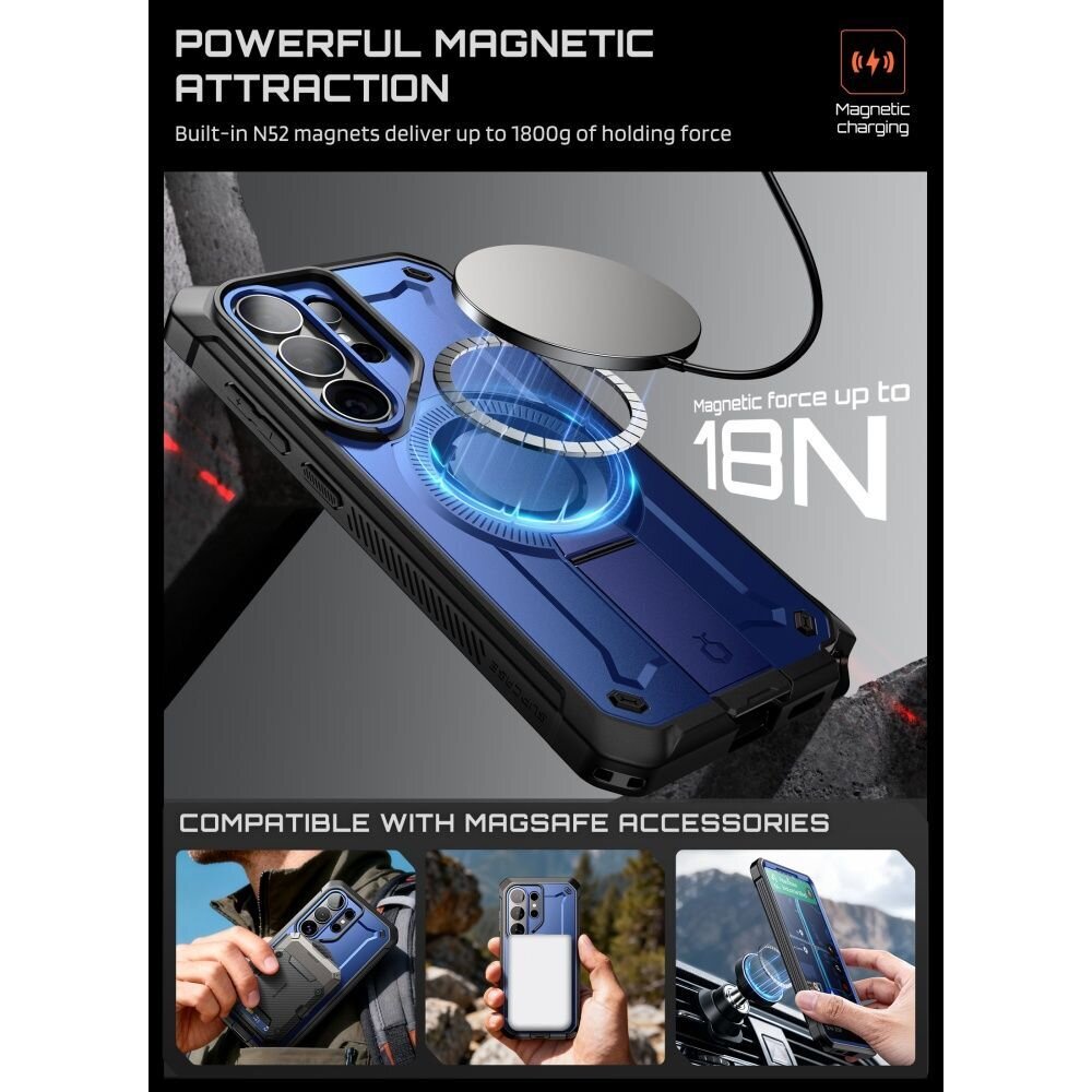 Samsung Galaxy S26 Ultra Supcase Unicorn Beetle Pro Mag MagSafe 2 dalių dėklas – juodas ir tamsiai mėlynas 3