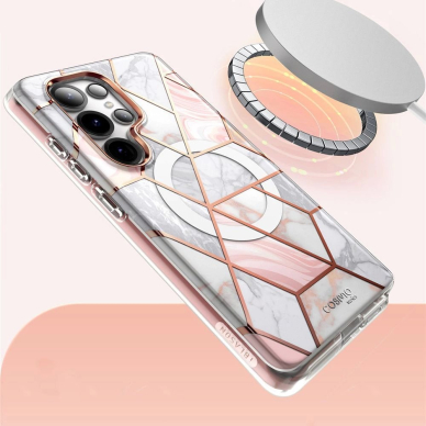 Supcase Cosmo Mag Dėklas skirtas Samsung Galaxy S25 Ultra - Marble Rožinis 1