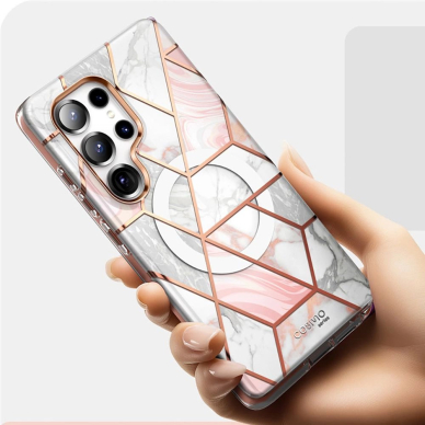 Supcase Cosmo Mag Dėklas skirtas Samsung Galaxy S25 Ultra - Marble Rožinis 5