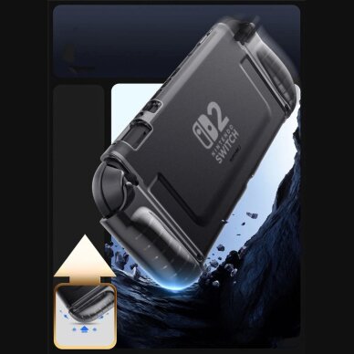 Nintendo Switch 2 dėklas Supcase Crystal – skaidrus juodas 3
