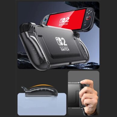 Nintendo Switch 2 dėklas Supcase Crystal – skaidrus juodas 4