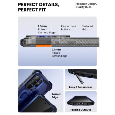 Samsung Galaxy S26 Ultra Supcase iBlason ArmorBox Clip Mag MagSafe dėklas – tamsiai mėlynas ir juodas 8
