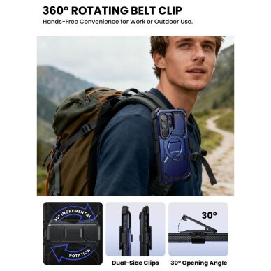 Samsung Galaxy S26 Ultra Supcase iBlason ArmorBox Clip Mag MagSafe dėklas – tamsiai mėlynas ir juodas 9