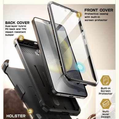 Supcase Unicorn Beetle Pro 2-set Dėklas skirtas Samsung Galaxy S25 - Juodas 3