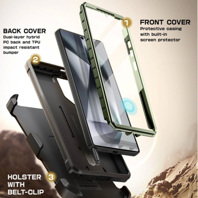 Supcase Unicorn Beetle Pro 2-set Dėklas skirtas Samsung Galaxy S25 Ultra - Olive 3