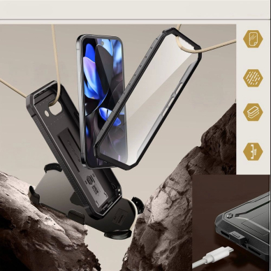 Google Pixel 9A – Supcase Unicorn Beetle Pro dėklas - Juodas 3