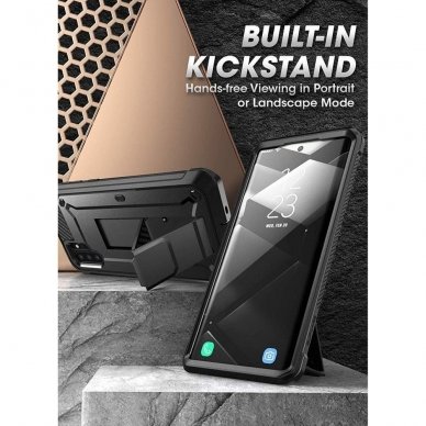 Atsparus Smūgiams Apsauginis Dvipusis Dėklas Supcase Unicorn Beetle Pro Galaxy Note 10+ Plus Juodas 3