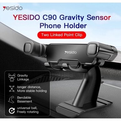 [Užsakomoji prekė] Telefono laikiklis - Yesido Gravity Grip (C90) - Juodas 1