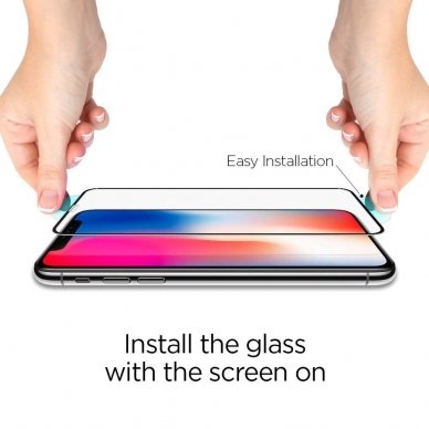 Aukštos Kokybės Apsauginis Stiklas Spigen Fc Iphone Xs Max Juodas 3
