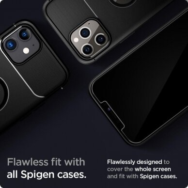 Aukštos kokybės grūdintas stiklas Spigen Glass.Tr ”Ez Fit” 2-Pack Iphone 12 Pro Max 5