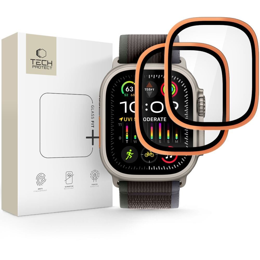 Apple Watch Ultra 49mm Tech-Protect grūdintas stiklas (2 vnt.) – oranžinis
