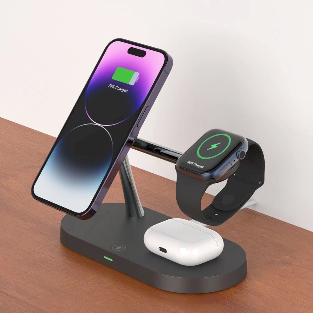 Tech-Protect A12 3in1 MagSafe inductive Įkroviklis smartphone / Ausinės / smartwatch - Juodas 5 Tech-Protect A12 3in1 MagSafe inductive Įkroviklis smartphone / Ausinės / smartwatch - Juodas 5