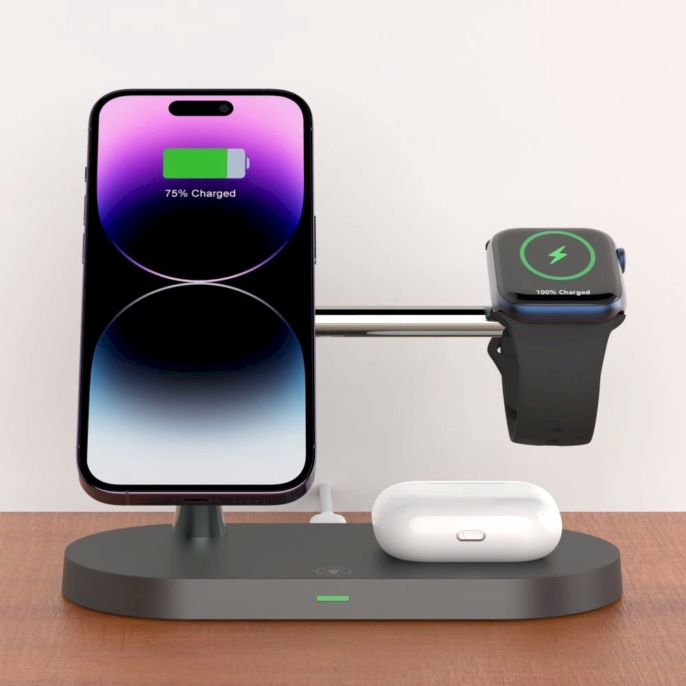 Tech-Protect A12 3in1 MagSafe inductive Įkroviklis  smartphone / Ausinės / smartwatch - Juodas 6