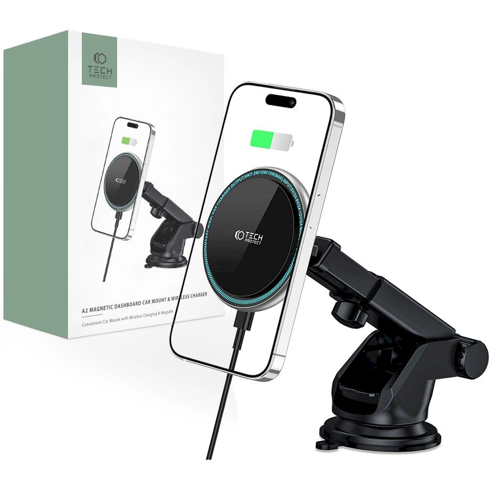 Tech-Protect A2 car Telfono laikiklis MagSafe 15W inductive Įkroviklis the cockpit - Juodas Tech-Protect A2 car Telfono laikiklis MagSafe 15W inductive Įkroviklis the cockpit - Juodas