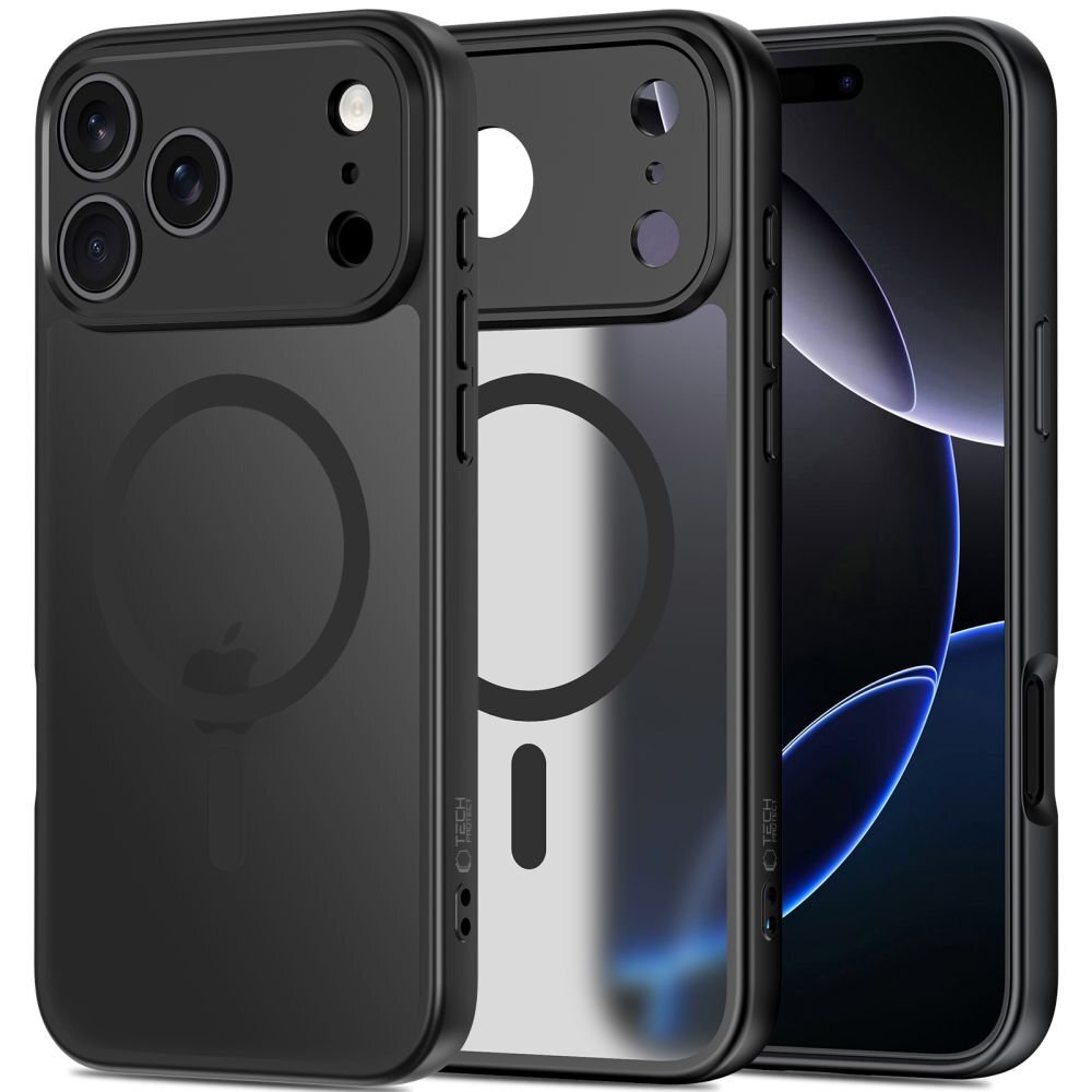 iPhone 17 Pro Max dėklas Tech-Protect BasicMag su MagSafe – matinės juodos spalvos