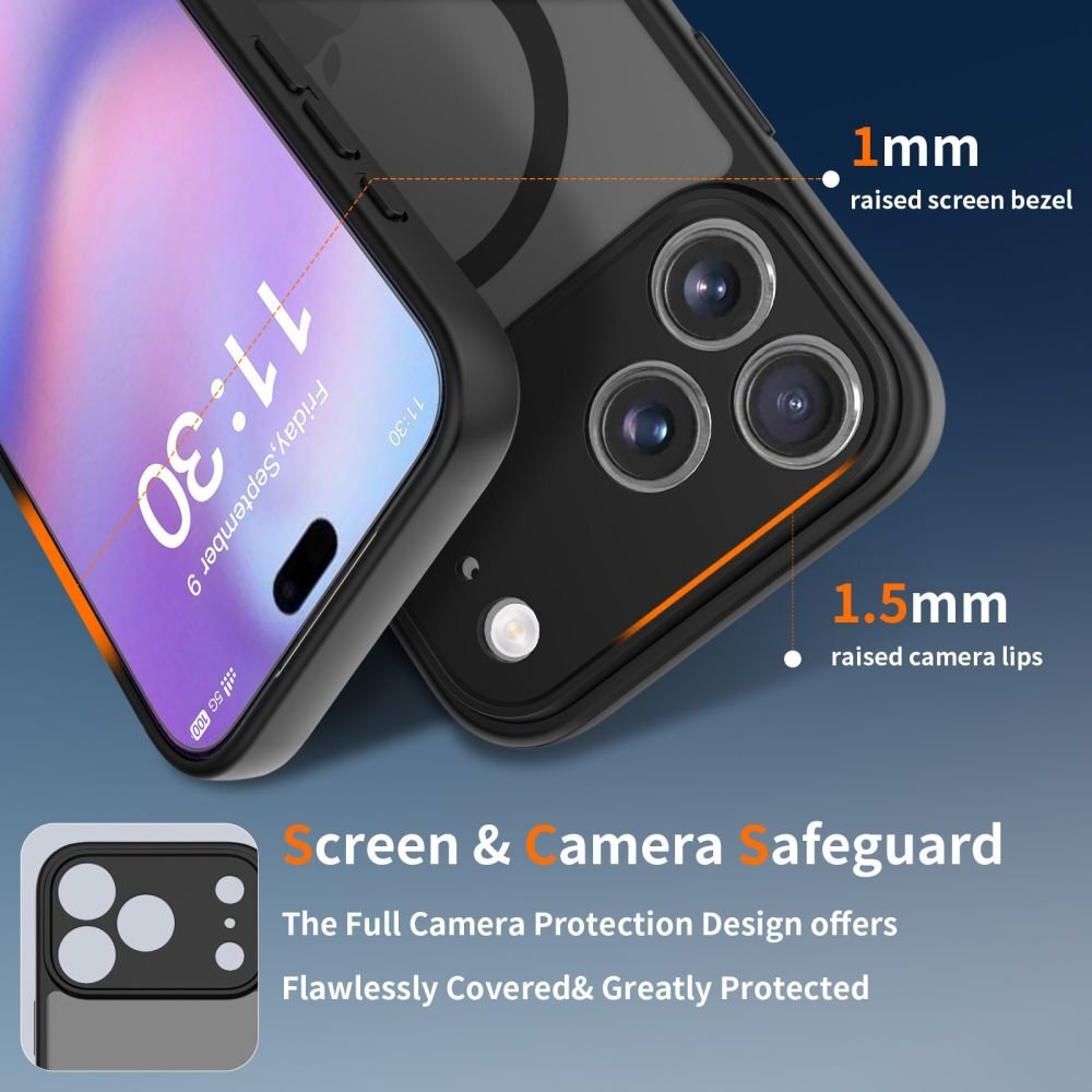 iPhone 17 Pro Max dėklas Tech-Protect BasicMag su MagSafe – matinės juodos spalvos iPhone 17 Pro Max dėklas Tech-Protect BasicMag su MagSafe – matinės juodos spalvos