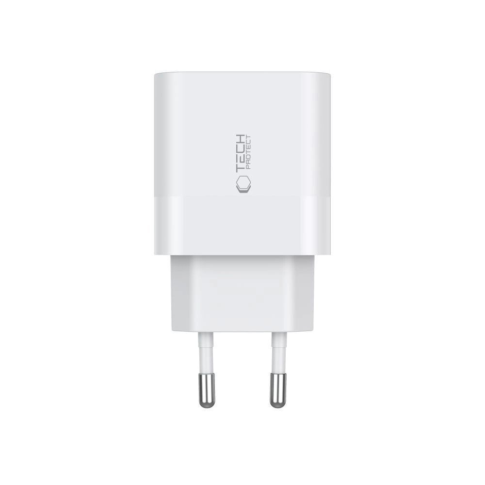 Tech-Protect C20W 2x USB-C PD 20W network Įkroviklis USB-C / USB-C Kabelis - baltas 3