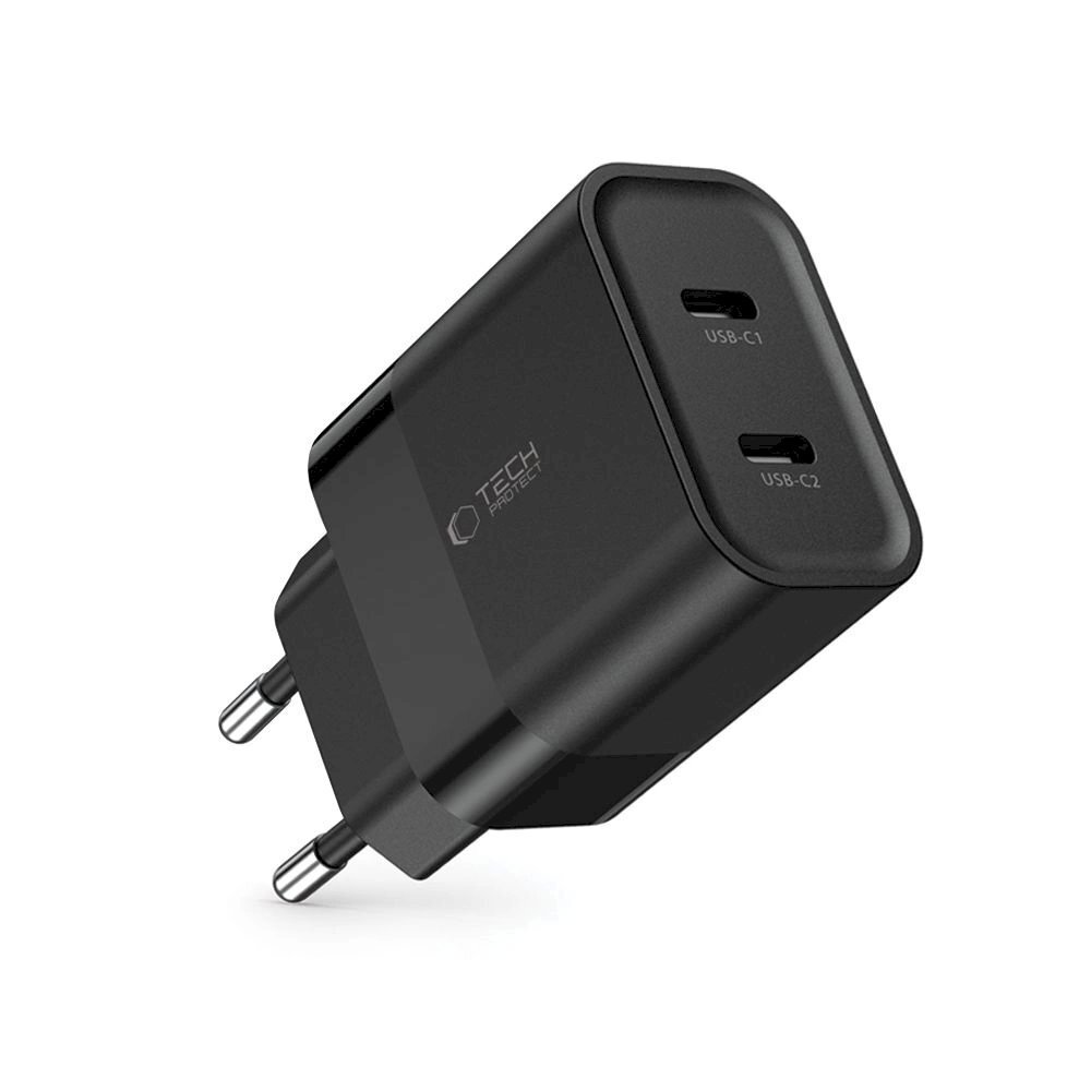 Tech-Protect C20W mains Įkroviklis  2x USB-C PD 20W - Juodas 3