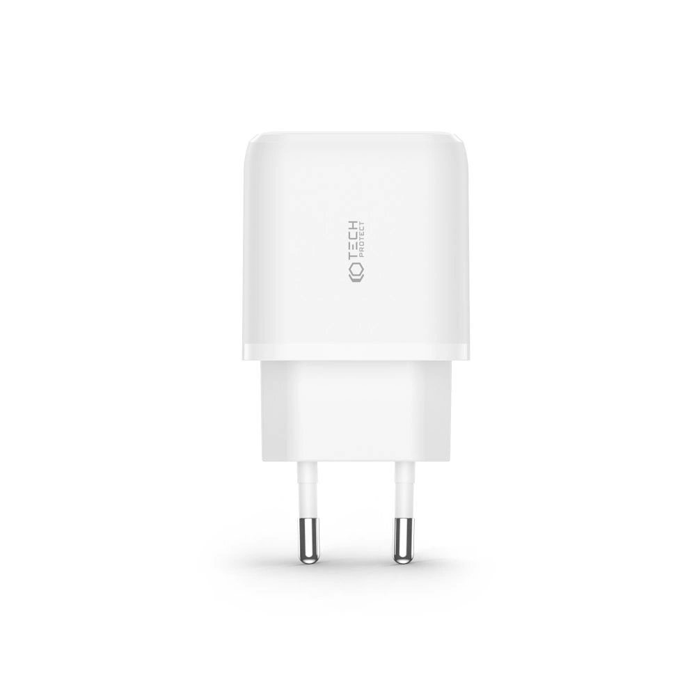 Tech-Protect C20W USB-C PD 20W / USB-A QC 3.0 network Įkroviklis - baltas 1 Tech-Protect C20W USB-C PD 20W / USB-A QC 3.0 network Įkroviklis - baltas 1