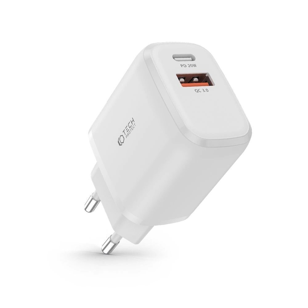Tech-Protect C20W USB-C PD 20W / USB-A QC 3.0 network Įkroviklis - baltas 6 Tech-Protect C20W USB-C PD 20W / USB-A QC 3.0 network Įkroviklis - baltas 6