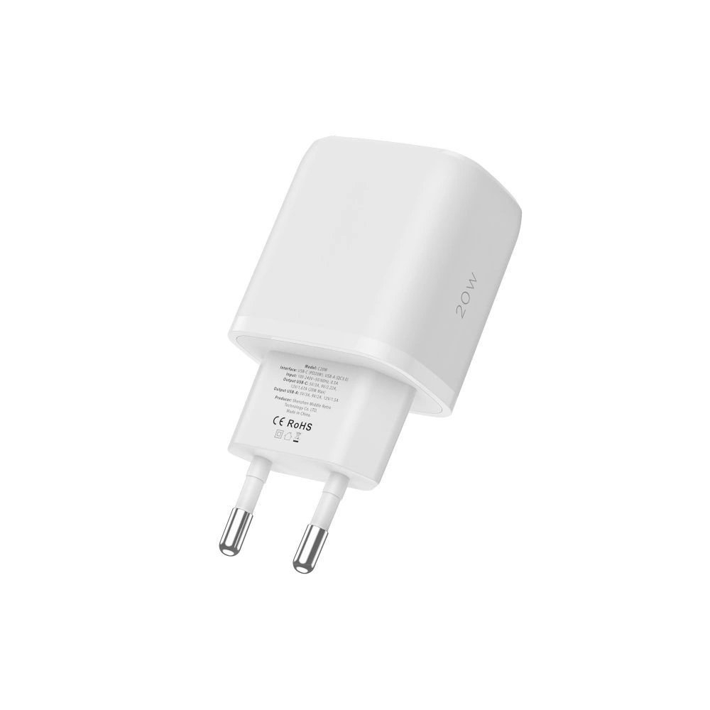Tech-Protect C20W USB-C PD 20W / USB-A QC 3.0 network Įkroviklis USB-C / Lightning Kabelis - baltas 4