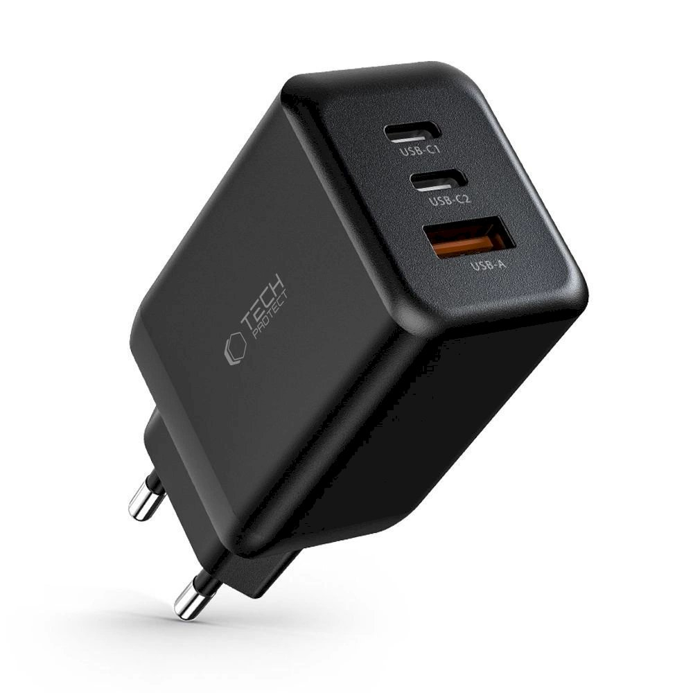 Tech-Protect C65W network Įkroviklis 2x USB-C PD 65W / USB-A QC 3.0 - Juodas 3 Tech-Protect C65W network Įkroviklis 2x USB-C PD 65W / USB-A QC 3.0 - Juodas 3