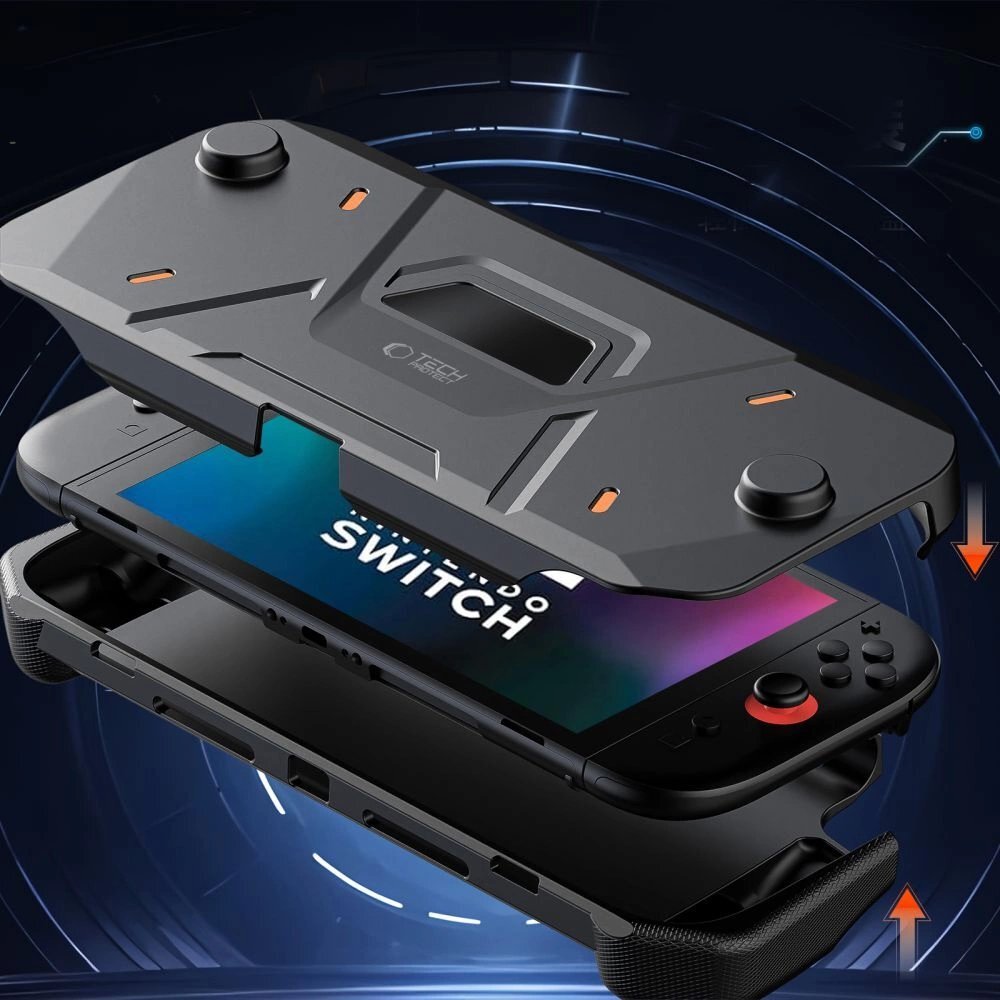 Nintendo Switch 2 dėklas Tech-Protect Carbonox – juodas 3 Nintendo Switch 2 dėklas Tech-Protect Carbonox – juodas 3