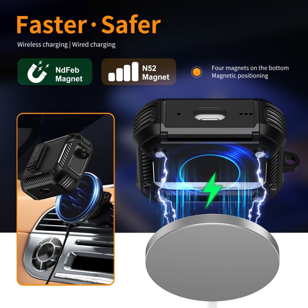 AirPods Pro Tech-Protect Carbonox MagSafe dėklas – juodas 2 AirPods Pro Tech-Protect Carbonox MagSafe dėklas – juodas 2