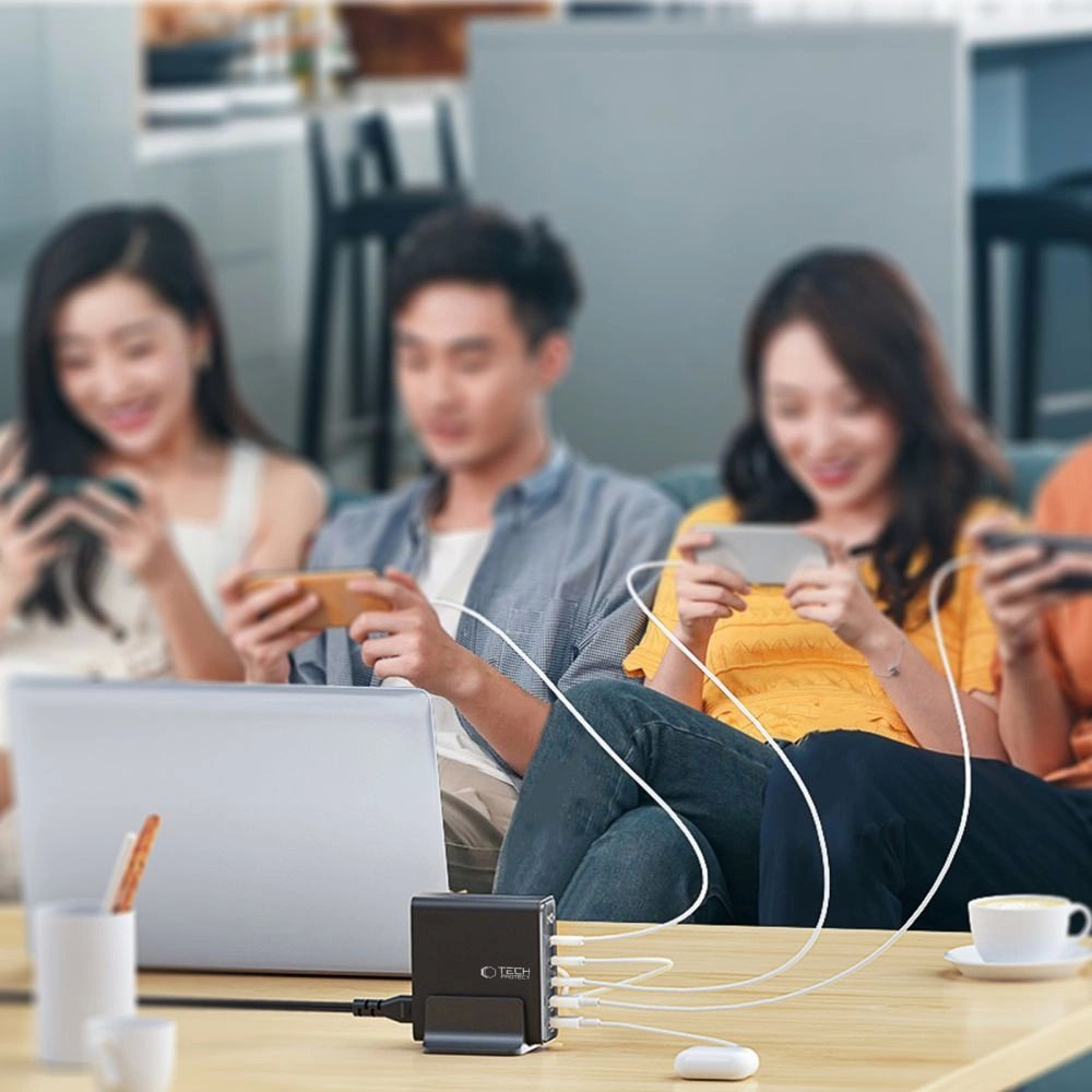 Tech-Protect DC140W-GAN 5-port PD140W / QC3.0 įkrovimo stotelė – juodas 7 Tech-Protect DC140W-GAN 5-port PD140W / QC3.0 įkrovimo stotelė – juodas 7