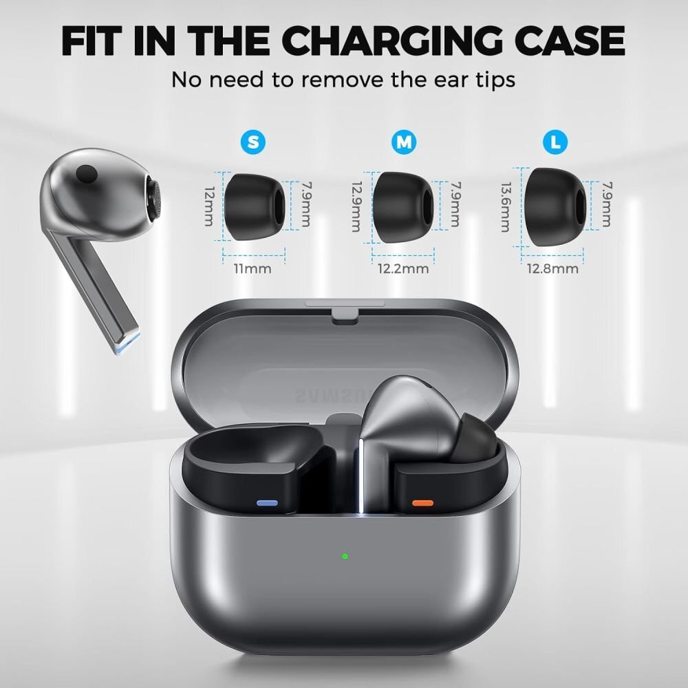 Ausinių antgaliai Tech-Protect Samsung Galaxy Buds 3 Pro S / M / L dydžiai – juodi (3 vnt.) 2 Ausinių antgaliai Tech-Protect Samsung Galaxy Buds 3 Pro S / M / L dydžiai – juodi (3 vnt.) 2