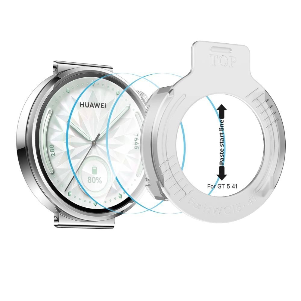 Huawei Watch GT 5 41mm Tech-Protect Easy Set+ grūdintas stiklas, 2 vnt. – skaidrus 1 Huawei Watch GT 5 41mm Tech-Protect Easy Set+ grūdintas stiklas, 2 vnt. – skaidrus 1