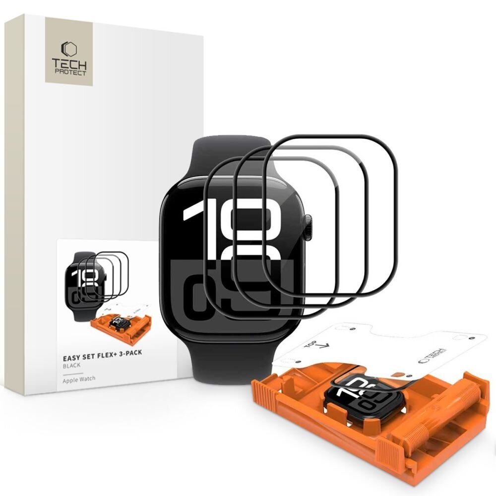 Apple Watch 40mm Tech-Protect Easy Set Flex+ grūdintas stiklas (3 vnt.) – juodas Apple Watch 40mm Tech-Protect Easy Set Flex+ grūdintas stiklas (3 vnt.) – juodas