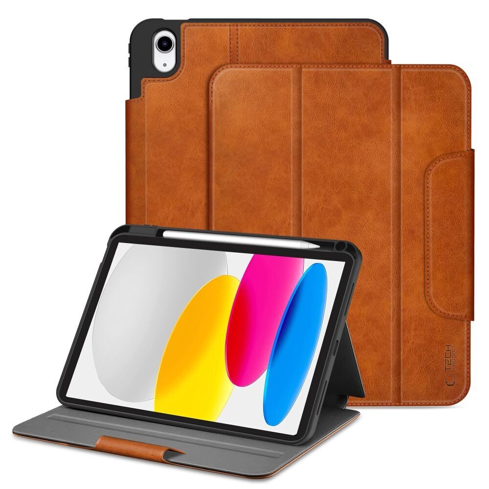 iPad 10.9" (10 kartos, 2022) / iPad 11" (11 kartos, 2025) Tech-Protect Fleece dėklas – rudas 1