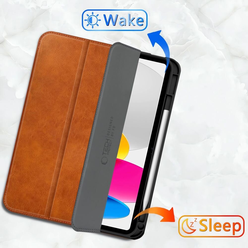 iPad 10.9" (10 kartos, 2022) / iPad 11" (11 kartos, 2025) Tech-Protect Fleece dėklas – rudas 5