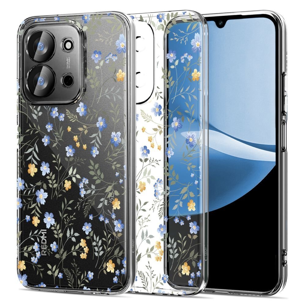 Xiaomi Redmi 15C 173 mm / Poco 85C 173 mm Tech-Protect FlexAir dėklas – ramunėlės su lapeliais