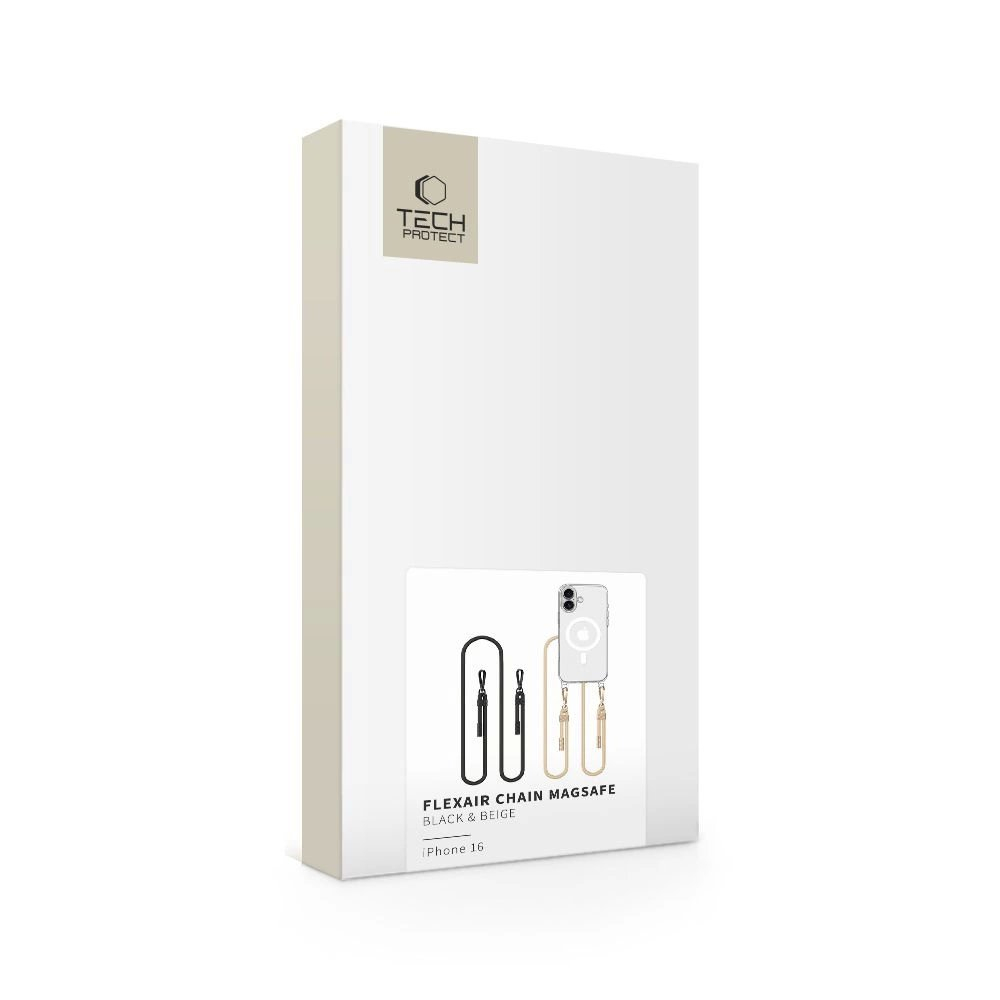 Tech-Protect FlexAir Chain MagSafe iPhone 16 Dėklas - Skaidrus + 2 Lanyards (Black Taupe) 2 Tech-Protect FlexAir Chain MagSafe iPhone 16 Dėklas - Skaidrus + 2 Lanyards (Black Taupe) 2