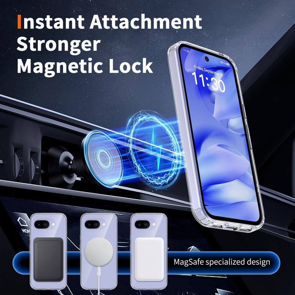 Google Pixel 10A Tech-Protect FlexAir Hybrid MagSafe dėklas – skaidrus 4