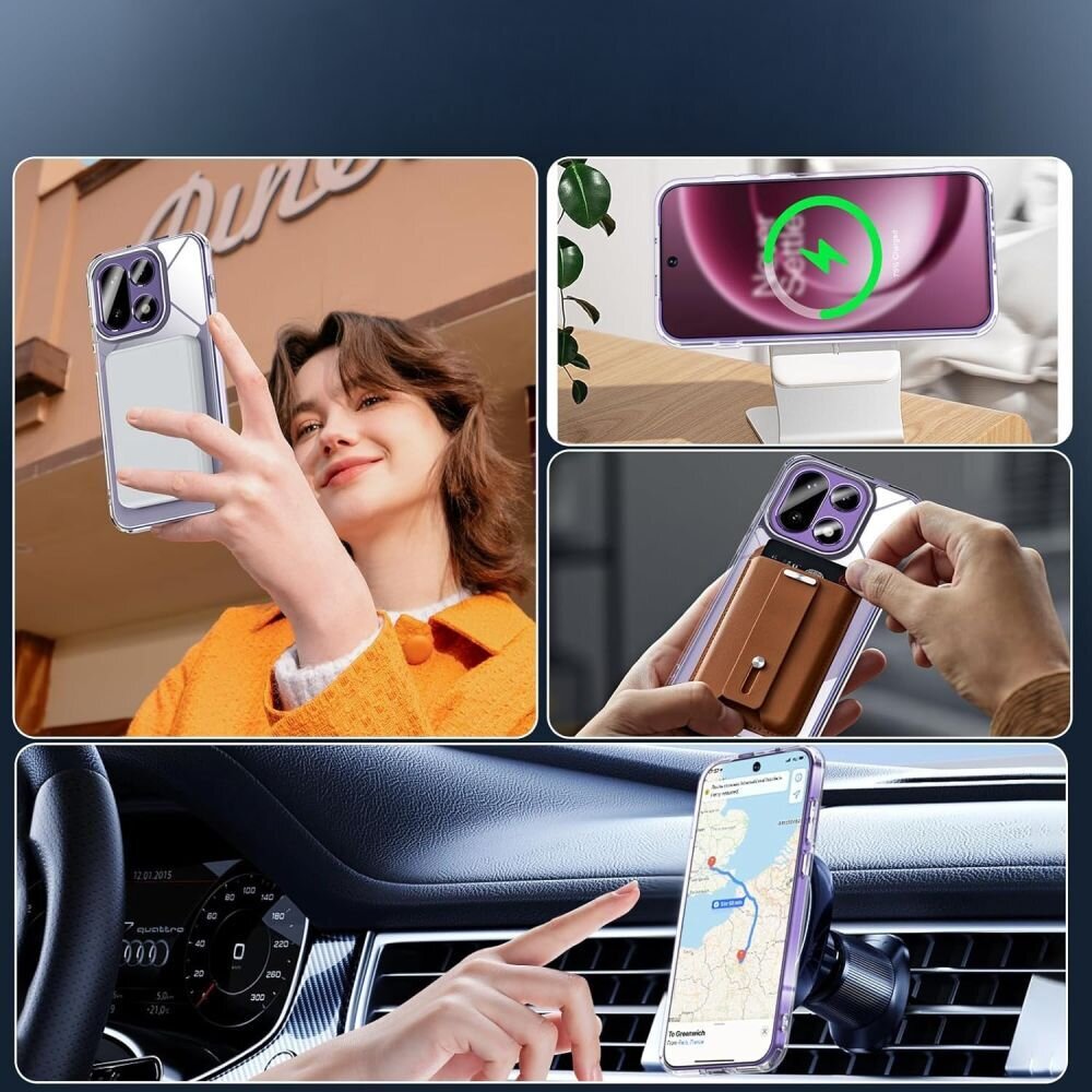 OnePlus 15 Tech-Protect FlexAir Hybrid MagSafe dėklas – skaidrus 4