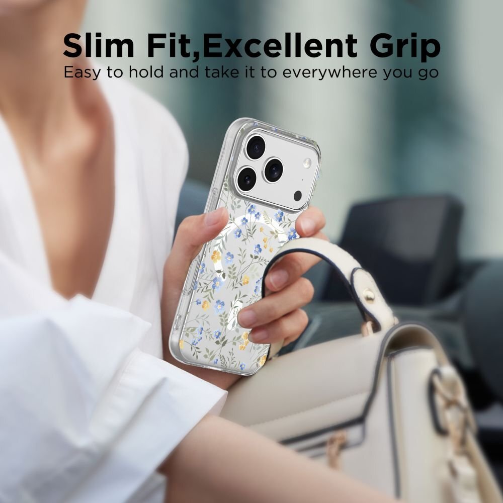 iPhone 17 Pro dėklas Tech-Protect FlexAir su MagSafe – gėlės ir lapeliai 3